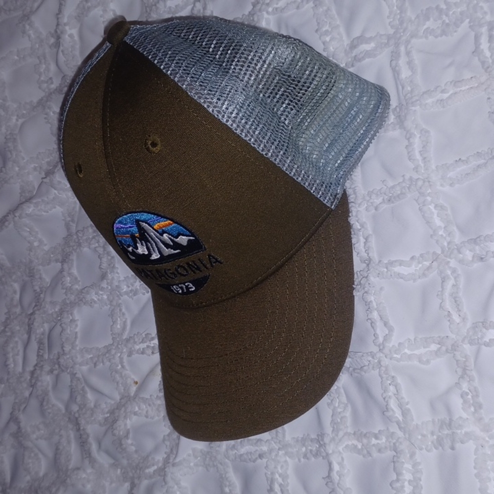 Patagonia Mountain Scene Trucker Mesh Hat Gray